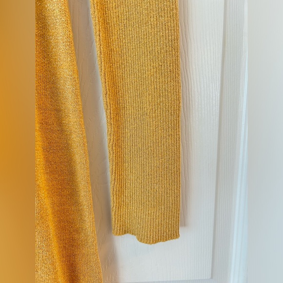 NWOT Free People Women’s Gold Metallic Mock Neck Long Sleeve Sweater Dress Sz. M - Picture 5 of 9